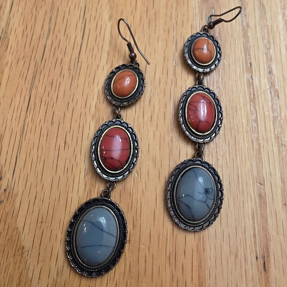 Avon Multi-Colored Stone Drop Dangle Earrings - image 2